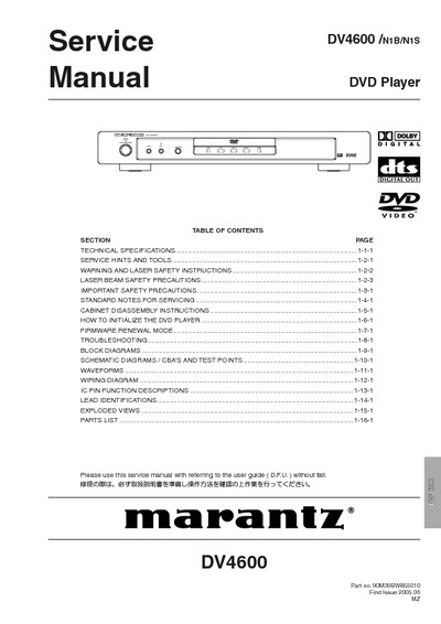 Marantz DV-4600 Service Manual