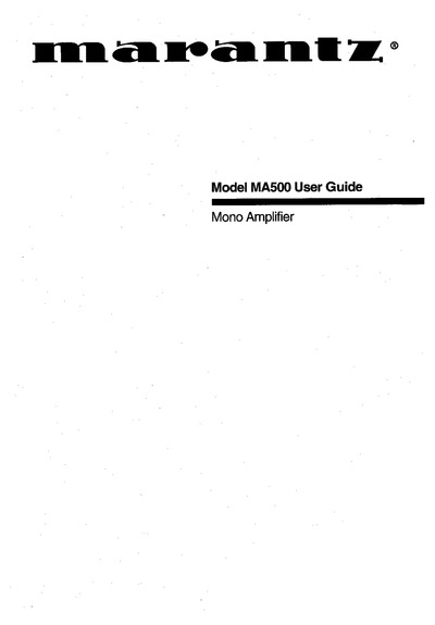 Marantz MA-500 Owners Manual