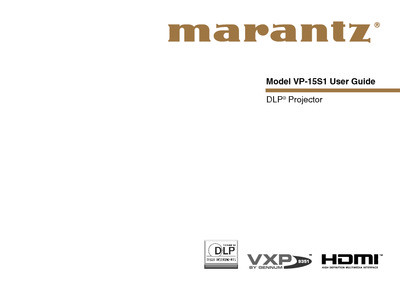 Marantz VP-15-S-1 Owners Manual