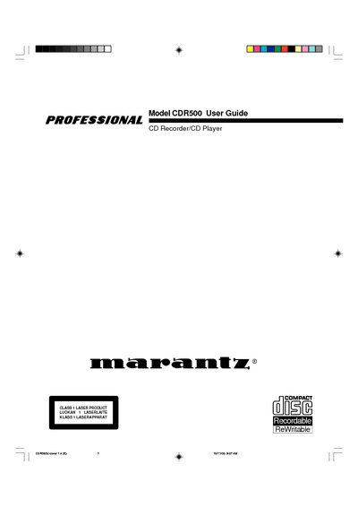 Marantz CDR-500 Owners Manual