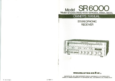 Marantz SR-2000 Owners Manual