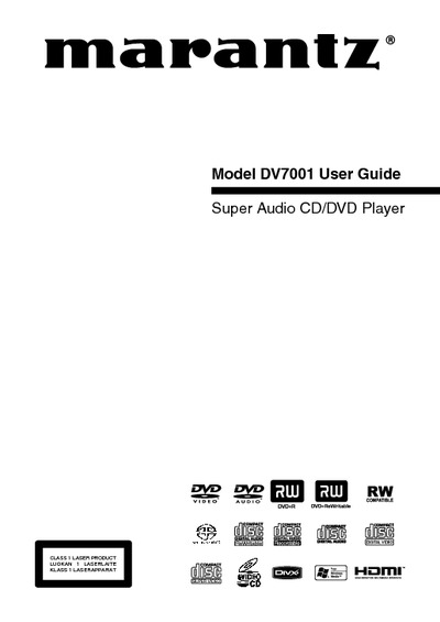 Marantz DV-7001 Owners Manual