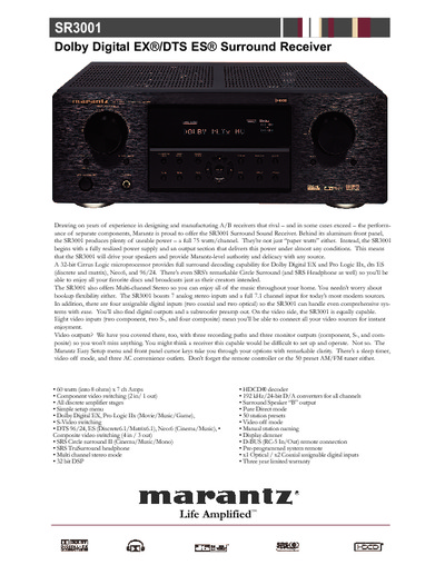 Marantz SR-3001 Brochure