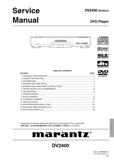 Marantz DV-2400 Service Manual