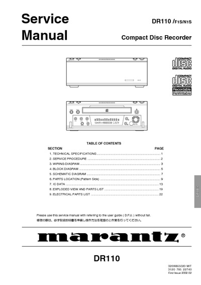 Marantz DR-110 Service Manual