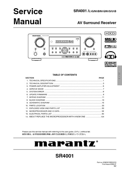 Marantz SR-4001 Service Manual