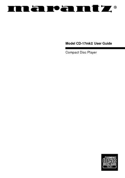 Marantz CD-17-Mk2 Owners Manual