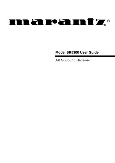 Marantz SR-5300 Owners Manual