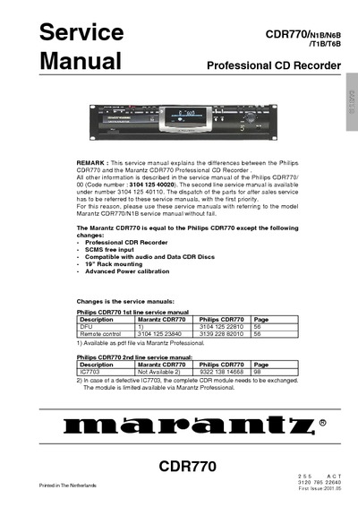 Marantz CDR-770 Service Manual