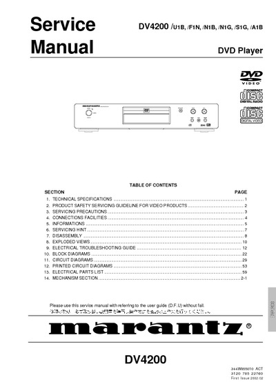 Marantz DV-4200 Service Manual