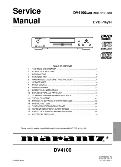 Marantz DV-4100 Service Manual