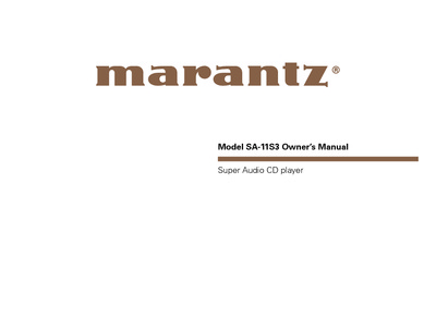 Marantz SA-11S3 Owners Manual