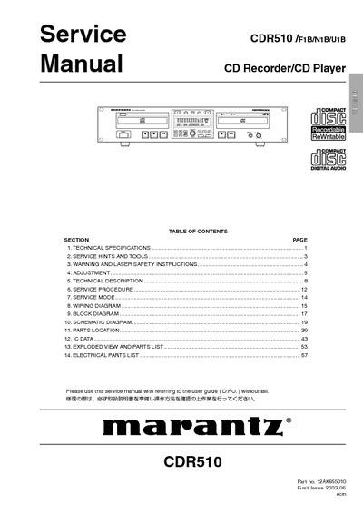 Marantz CDR-510 Service Manual