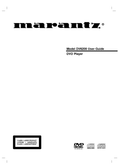 Marantz DV-6200 Owners Manual