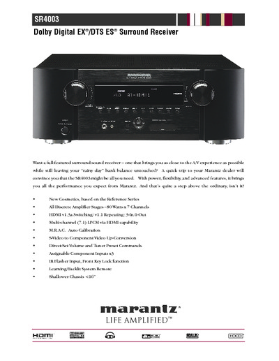 Marantz SR-4003 Brochure