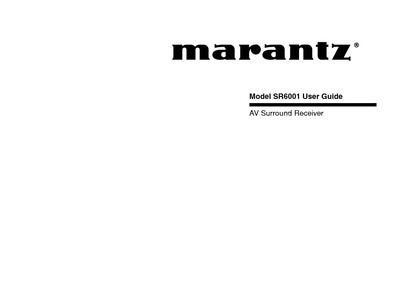 Marantz SR-6001 Owners Manual