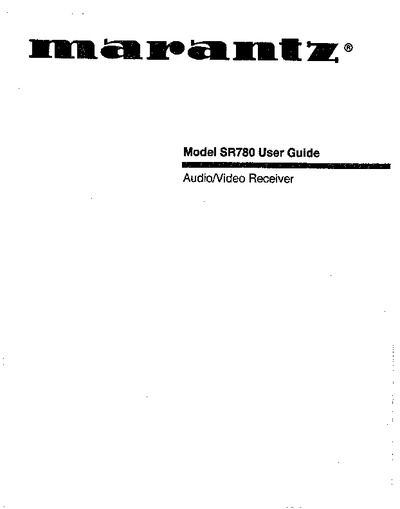 Marantz SR-780 Owners Manual