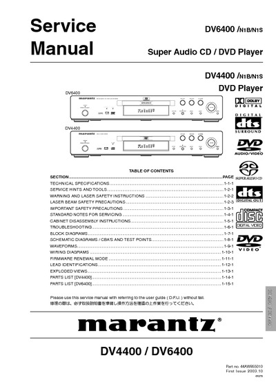 Marantz DV-6400 Service Manual