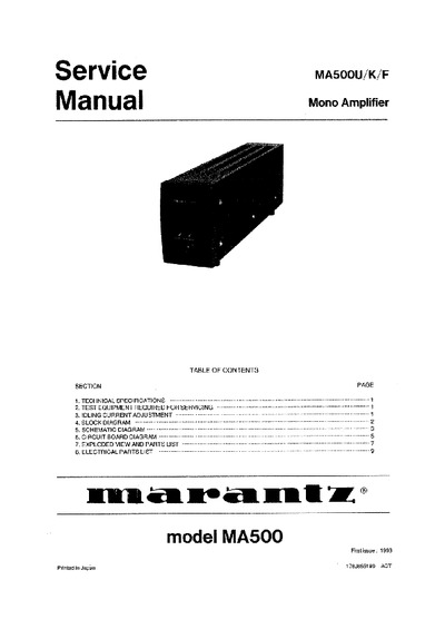 Marantz MA-500 Service Manual
