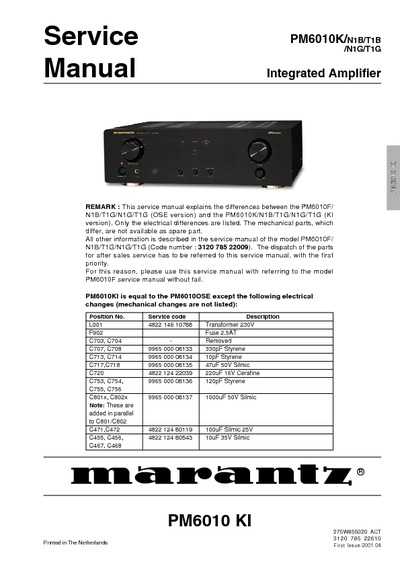 Marantz PM-6010-KI Service Manual