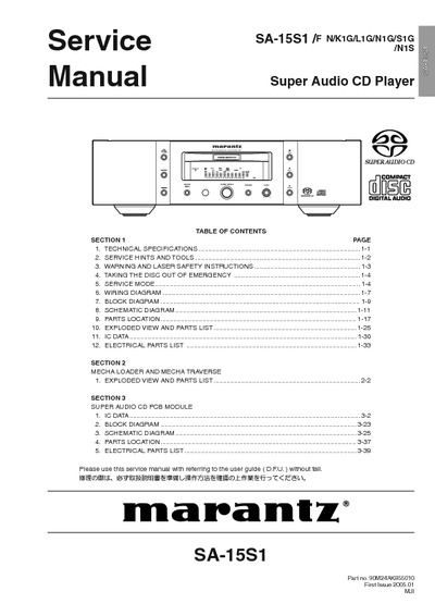 Marantz SA-15-S-1 Service Manual