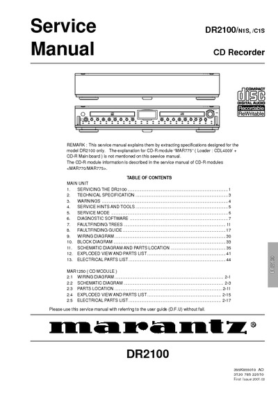 Marantz DR-2100-Servive-Manual