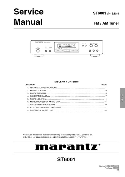 Marantz ST-6001 Service Manual