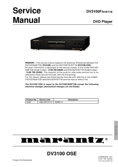 Marantz DV-3100-F Service Manual