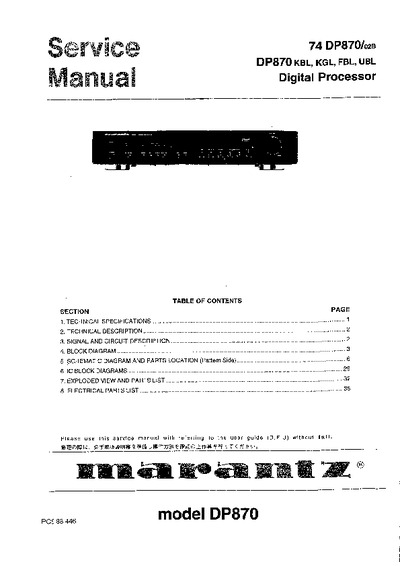 Marantz DP-870 Service Manual