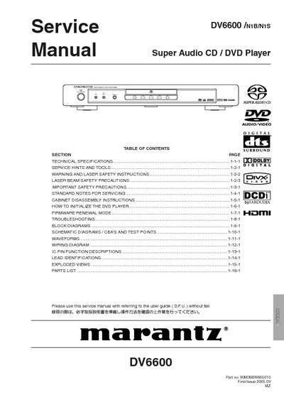 Marantz DV-6600 Service Manual