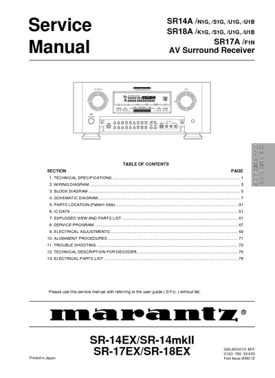 Marantz SR-14-EX Service Manual