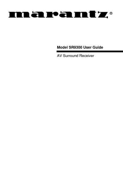 Marantz SR-9210 Owners Manual