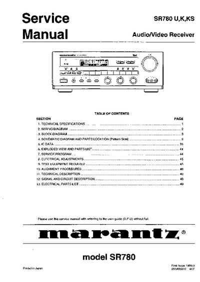 Marantz SR-780 Service Manual