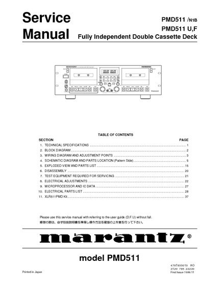 Marantz PMD-511 Service Manual