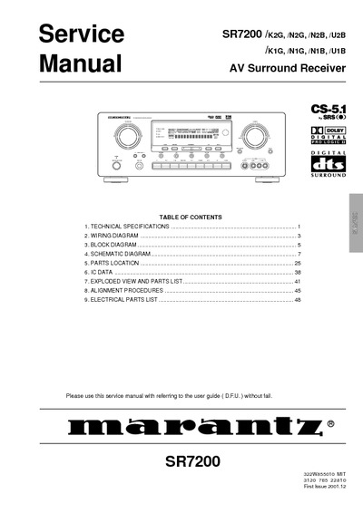 Marantz SR-7200 Service Manual