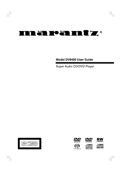 Marantz DV-8400 Owners Manual