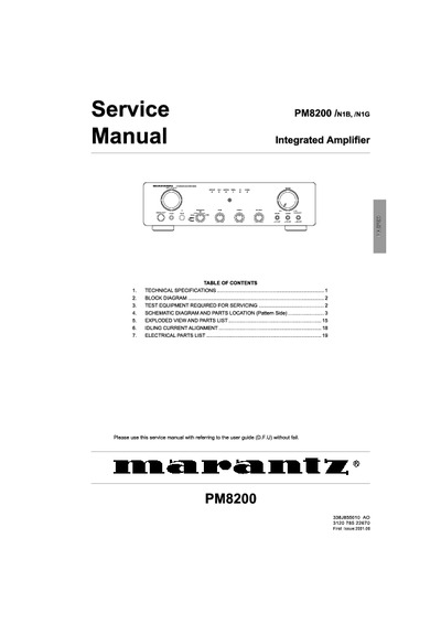 Marantz PM-8200 Service Manual