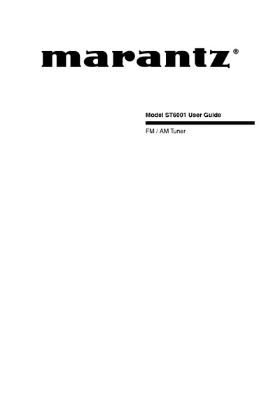 Marantz ST-6001 Owners Manual