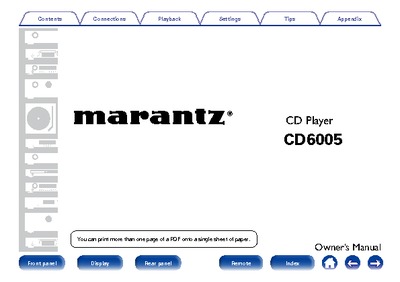 Marantz CD-6005 Owners Manual