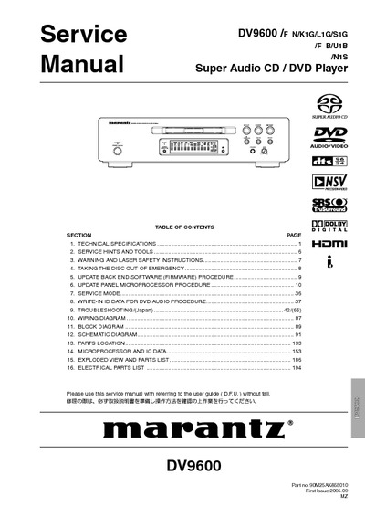 Marantz DV-9600 Service Manual