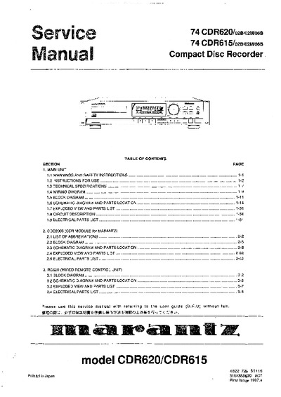 Marantz CDR-620 Service Manual