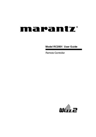 Marantz RC-2001 Owners Manual