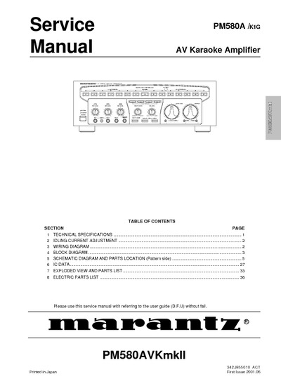Marantz PM-580-AVK Service Manual