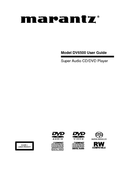 Marantz DV-6500 Owners Manual