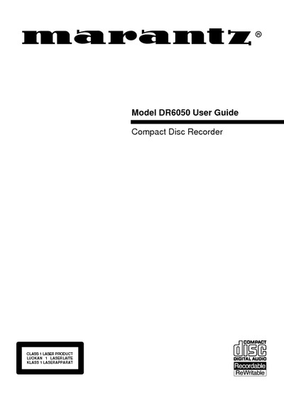 Marantz DR-6050 Owners Manual
