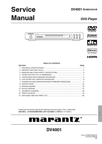 Marantz DV-4001 Service Manual