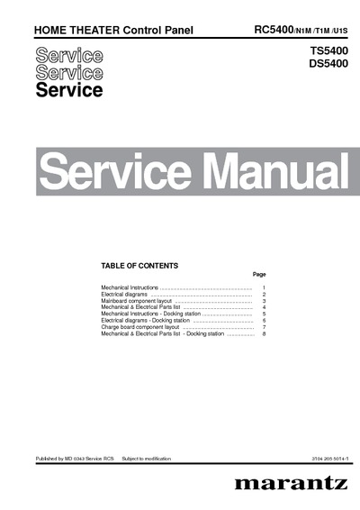 Marantz RC-5400 Service Manual