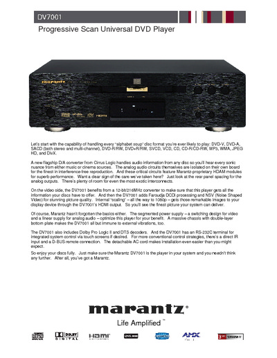 Marantz DV-7001 Brochure