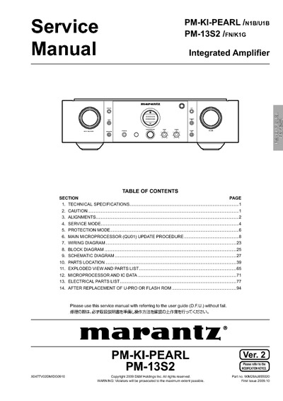 Marantz PM-KI-PEARL Service Manual