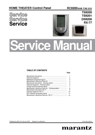 Marantz RC-9200 Service Manual